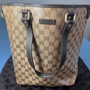 GUCCI GG Crystal Sherry Line PVC Leather Tote Bag